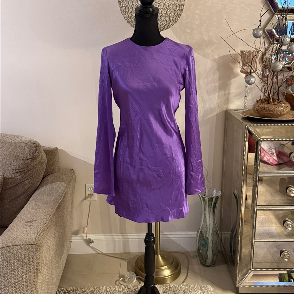 Amanda Uprichard Vibrant Purple Backless silk Dress size S - Picture 6 of 8